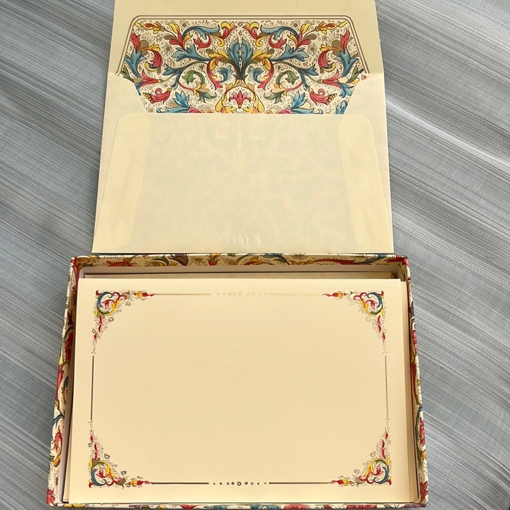 10 Florentine Foldover notecards -  NEW